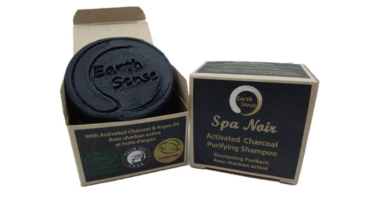 Organic Certified Spa Noir - Solid Shampoo with activated charcoal - 60g - Earthsenseorganics
