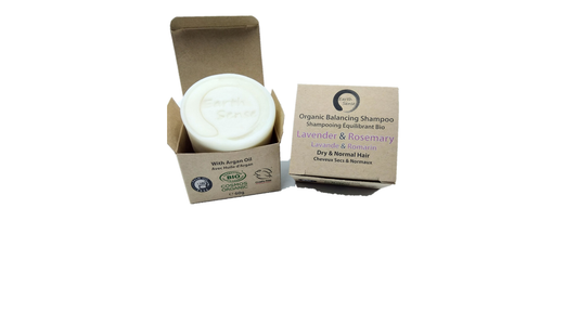 Organic Certified Balancing Solid Shampoo - Lavender & Rosemary - Dry & all Hair Types 60g - Earthsenseorganics