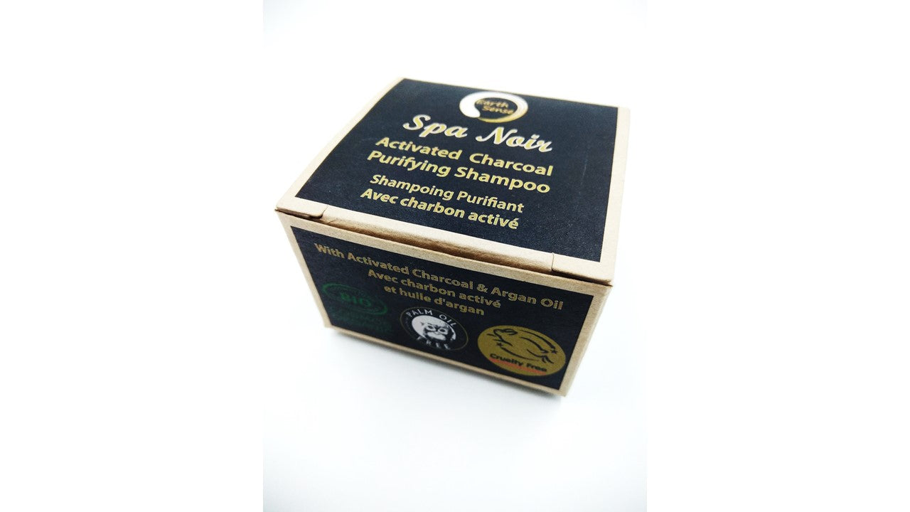Organic Certified Spa Noir - Solid Shampoo with activated charcoal - 60g - Earthsenseorganics