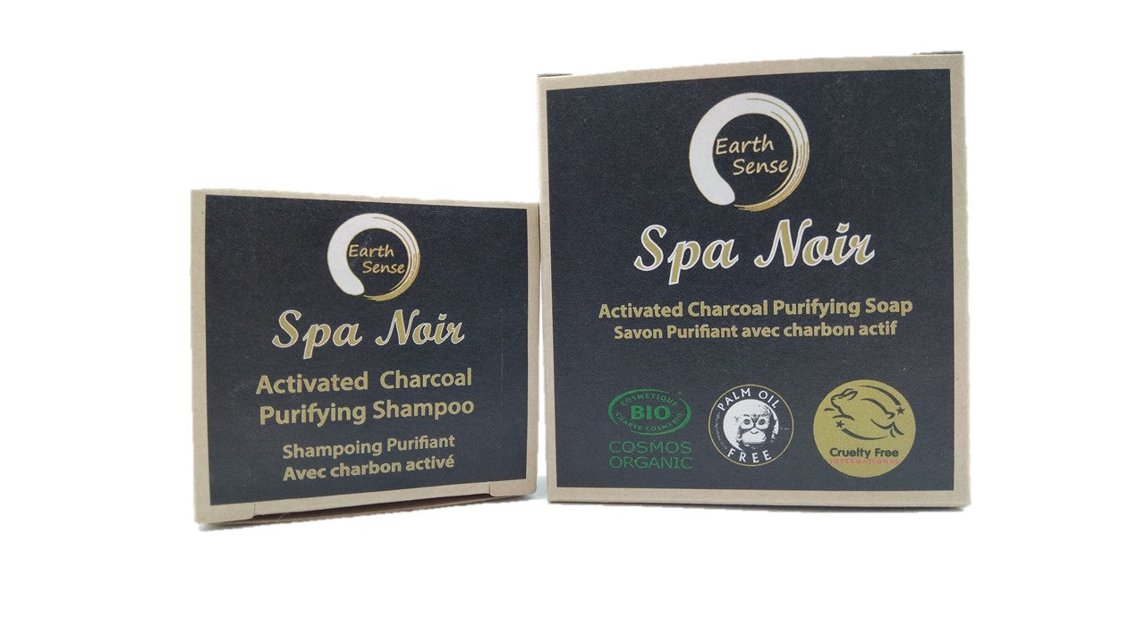 Organic Certified Spa Noir - Solid Shampoo with activated charcoal - 60g - Earthsenseorganics